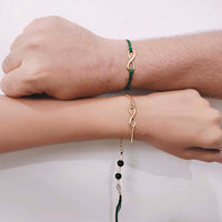 Mahi Gold Plated Infinite Shape Rakhi Combo for Bhaiya and Bhabhi (RCOL1105339M)