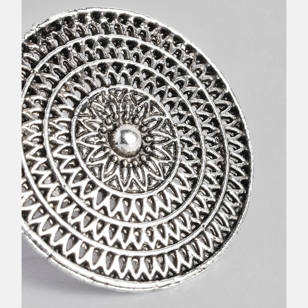 Kord Store Antique Round Shape Silver Oxidised Finger Ring