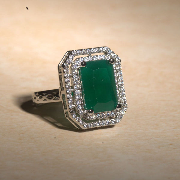 Raddhi Jewels Designer Cubic Zicornia American Diamond CZ AD Adjutable Brass Finger Ring For Women/Girls