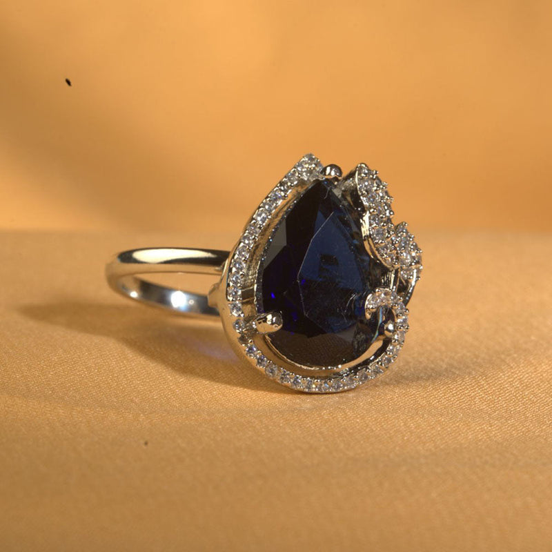 White Color American Diamond Finger Ring in 2023 | Diamond finger ring, American  diamond, American diamond ring