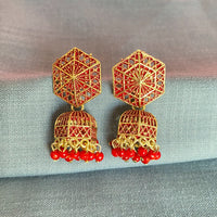Mahavir Antique Gold Plated Meenakari Jhumki Earrings