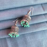 Mahavir Silver Plated Meenakari Jhumki Earrings