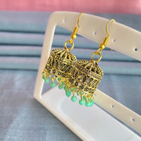 Mahavir Gold Plated Meenakari Jhumki Earrings