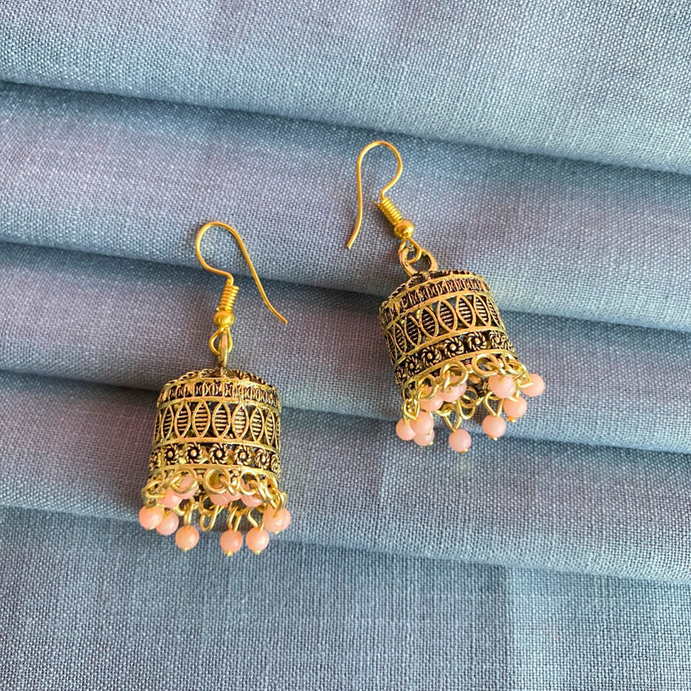 Mahavir Gold Plated Meenakari Jhumki Earrings