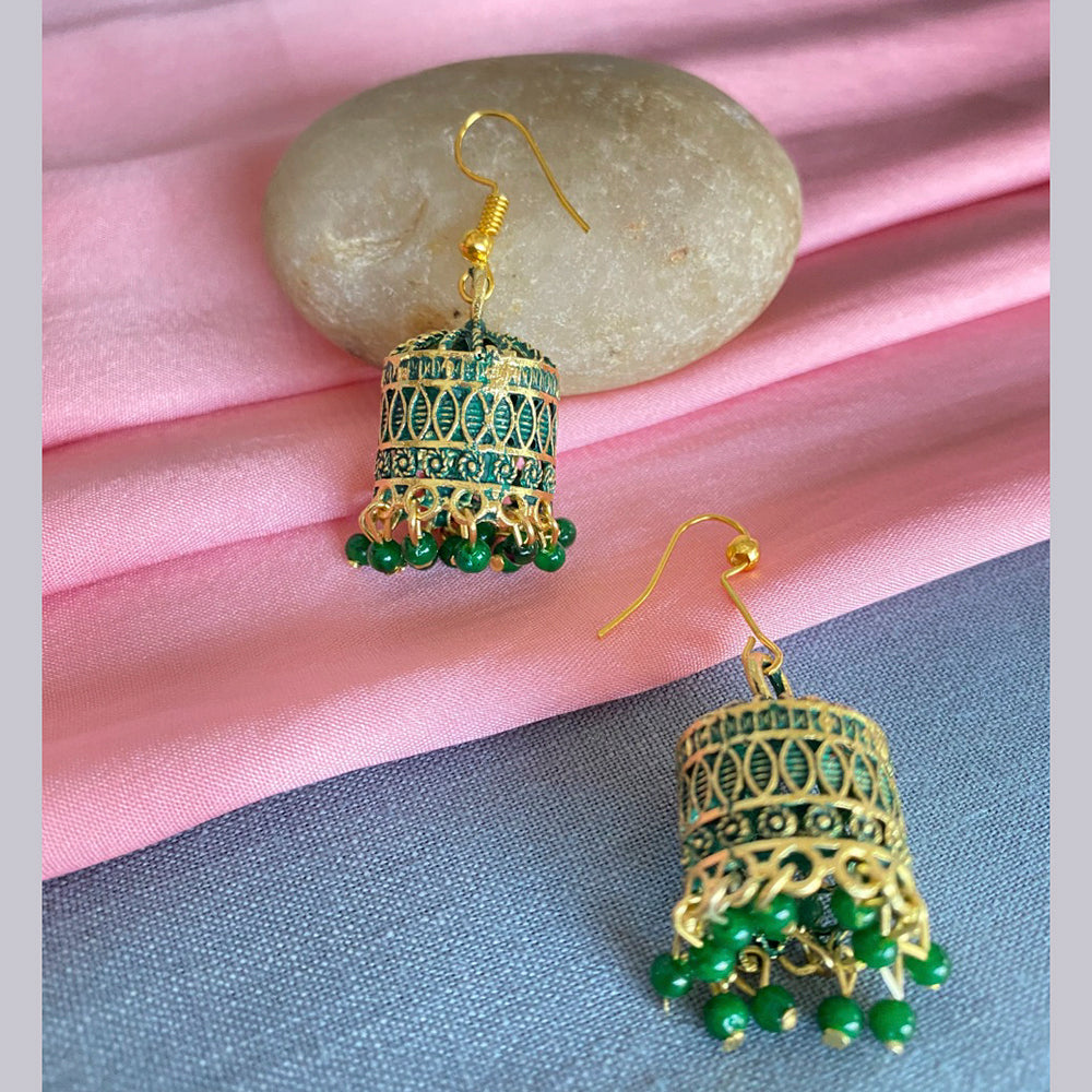 Mahavir Antique Gold Plated Meenakari Jhumki Earrings