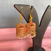 Mahavir Antique Gold Plated Meenakari Jhumki Earrings