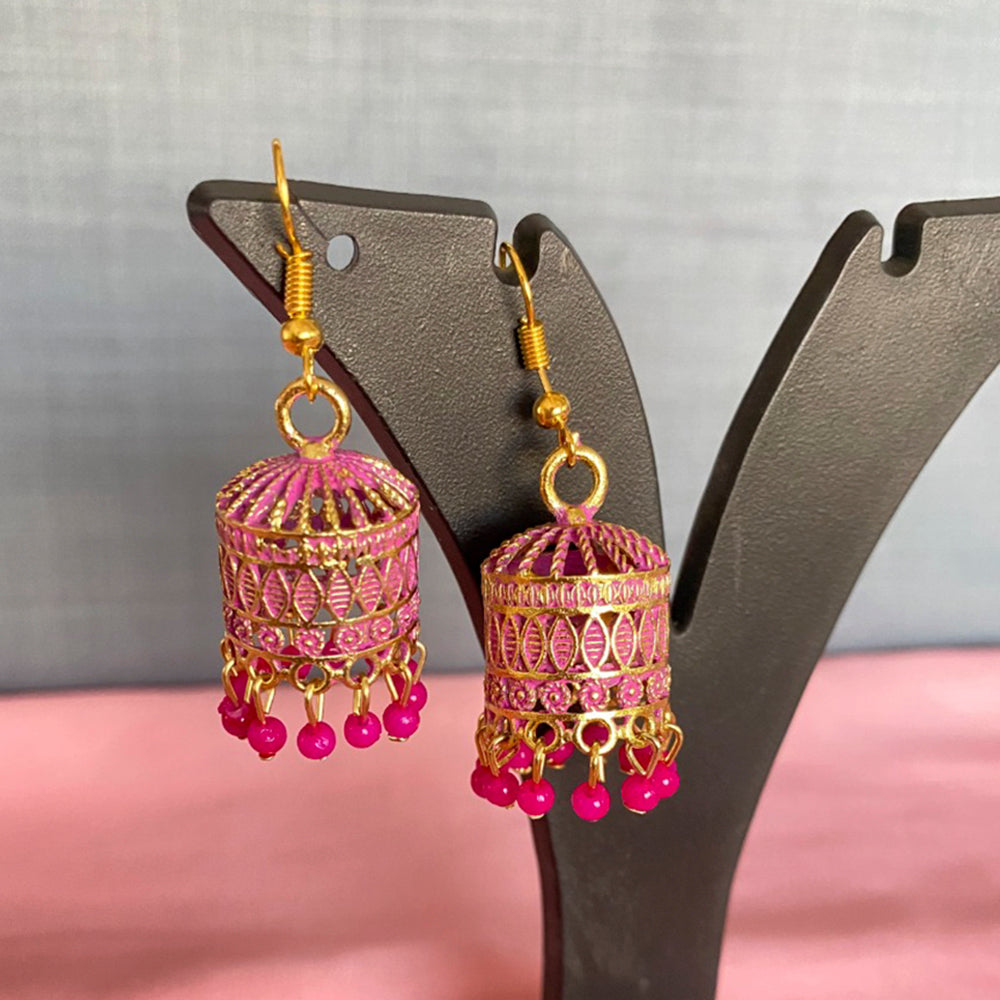 Mahavir Antique Gold Plated Meenakari Jhumki Earrings