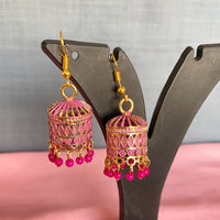 Mahavir Antique Gold Plated Meenakari Jhumki Earrings
