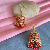 Mahavir Antique Gold Plated Meenakari Jhumki Earrings