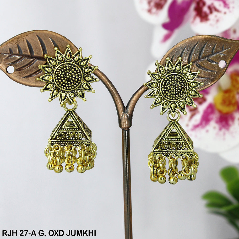 Mahavir Oxidised Jhumki Earrings