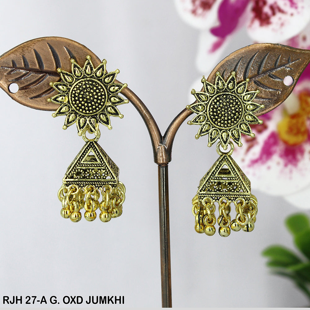Mahavir Oxidised Plated Jhumki Earrings