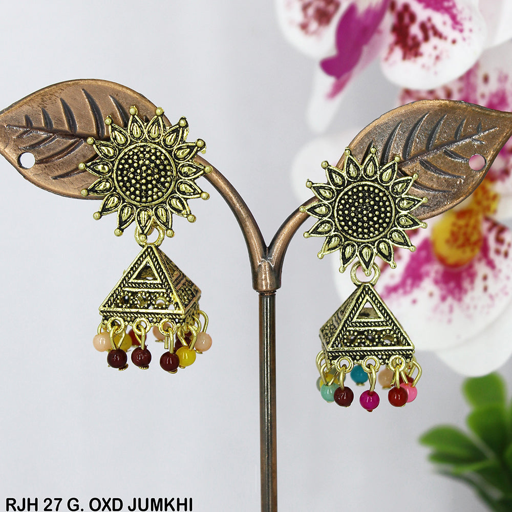 Mahavir Oxidised Plated Jhumki Earrings