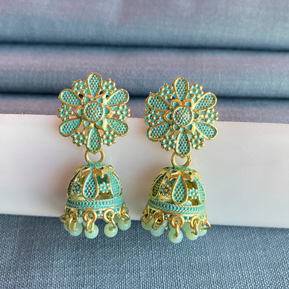 Mahavir Gold Plated Meenakari Jhumki Earrings