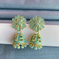 Mahavir Gold Plated Meenakari Jhumki Earrings