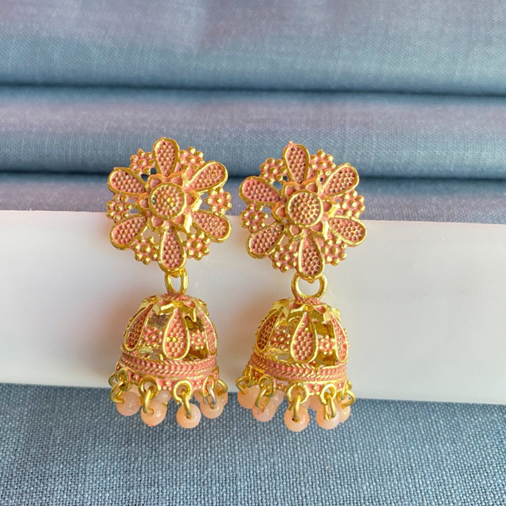 Mahavir Gold Plated Meenakari Jhumki Earrings
