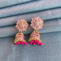 Mahavir Gold Plated Meenakari Jhumki Earrings
