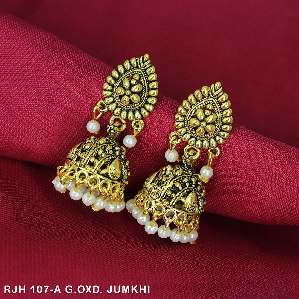 Mahavir Gold Plated Beads Jhumki Earrings