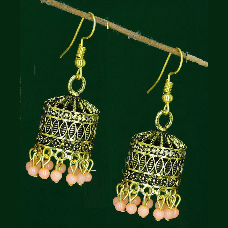 Mahavir Antique Gold Plated Jhumki Earrings 