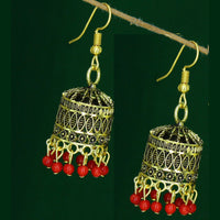 Mahavir Antique Gold Plated Jhumki Earrings 