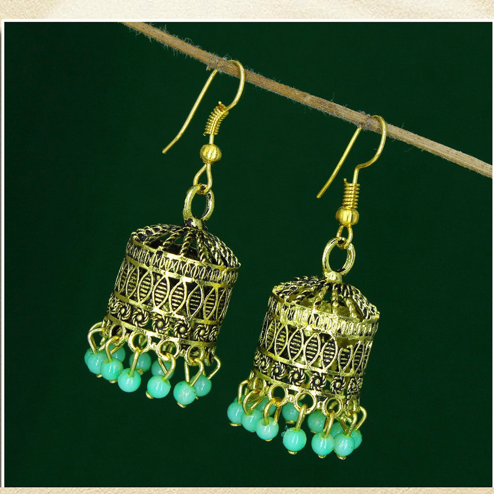 Mahavir Antique Gold Plated Jhumki Earrings