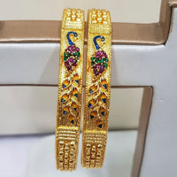 Raiyaraj Gold Plated Pack Of 3 Peacock Bangle Set