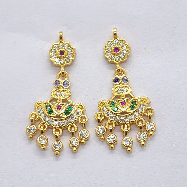 RaiyarajPack of 3 Gold Plated American Diamond Micro Plating Dangler Earrings