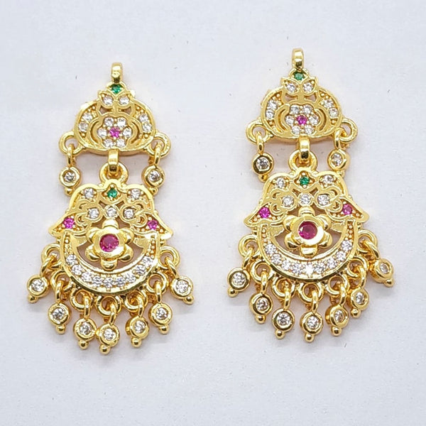 Raiyaraj Gold Plated American Diamond Micro Plating Pack of 3 Dangler Designer Earrings