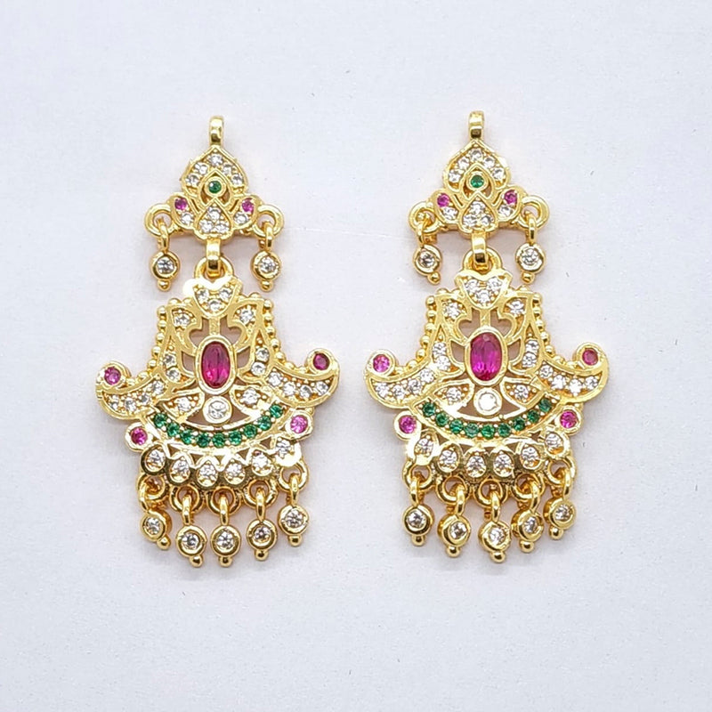 Raiyaraj Gold Plated American Diamond Micro Plating Pack of 3 Dangler Designer Earrings