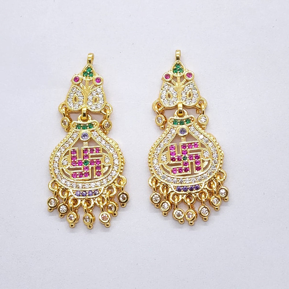 Raiyaraj Gold Plated American Diamond Micro Plating Pack of 3 Dangler Designer Earrings