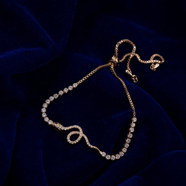 Nipura Rosegold Crystal Snake Bolo-bracelet