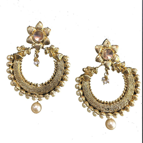 Shreeji Brown Austrian Stone Gold Plated Dangler Earrings - SE_232