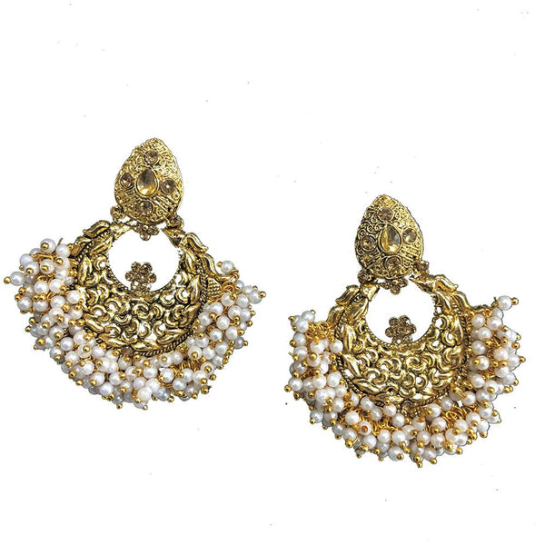 Shreeji Brown Austrian Stone Gold Plated Dangler Earrings - SE_377