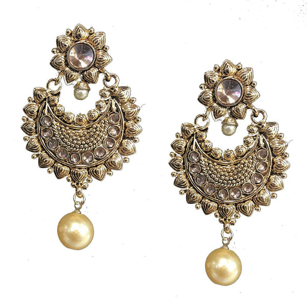 Shreeji Brown Austrian Stone Gold Plated Dangler Earrings - SE_690