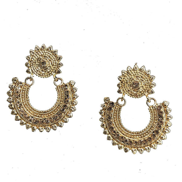 Shreeji Brown Austrian Stone Gold Plated Dangler Earrings - SE_701