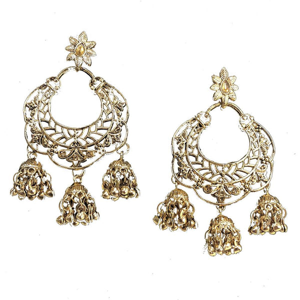 Shreeji Brown Austrian Stone Gold Plated Dangler Earrings - SE_756