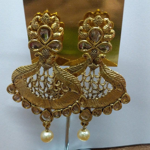 Shreeji Austrian Stone Gold Plated Dangler Earrings