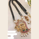 Sai Fashion Gold Plated Pink Pota Stone Traditional Peacock Mangalsutra Set
