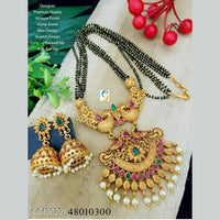Sai Fashion Gold Plated Pink Pota Stone Traditional Mangalsutra Set