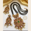 Sai Fashion Gold Plated Pink & Green Pota Stone Traditional Mangalsutra Set