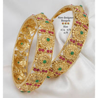 Sai Fashion Gold Plated Pota Stone & Pearl Bangles