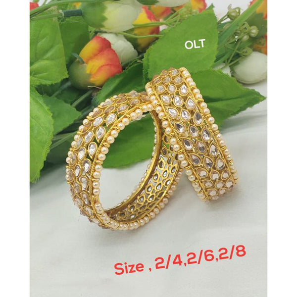 Sai Fashion Gold Plated Kundan Stone & Pearl Bangles
