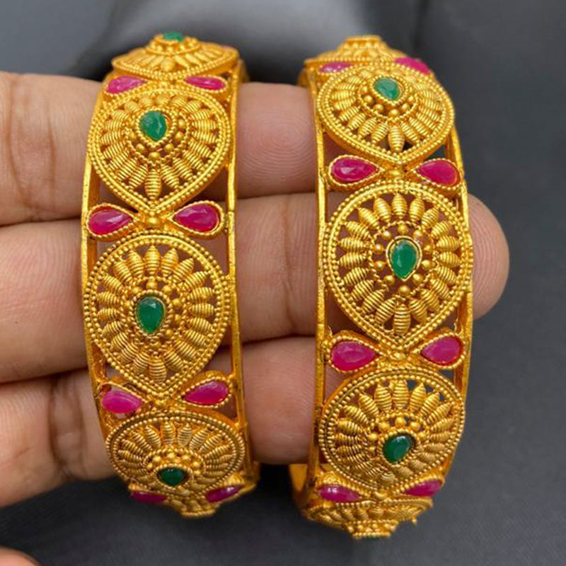 Sai Fashion Gold Plated Pota Stone Bangles