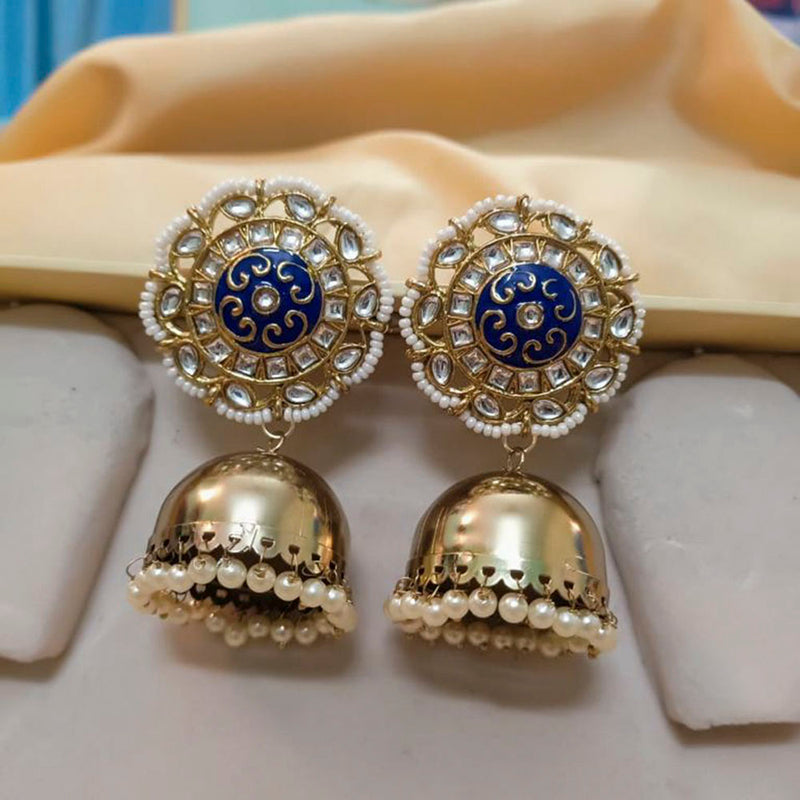 Sai Fashion Gold Plated Kundan And Meenakari  Designer Jhumki Earrings