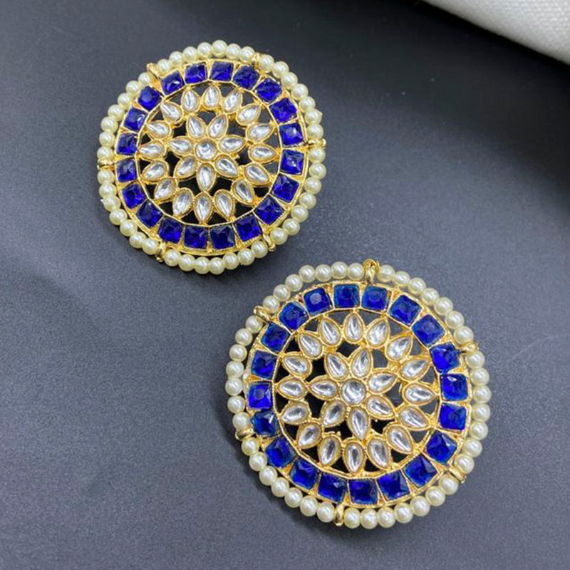 Sai Fashion Gold Plated Kundan And Pearl  Designer Stud Earrings