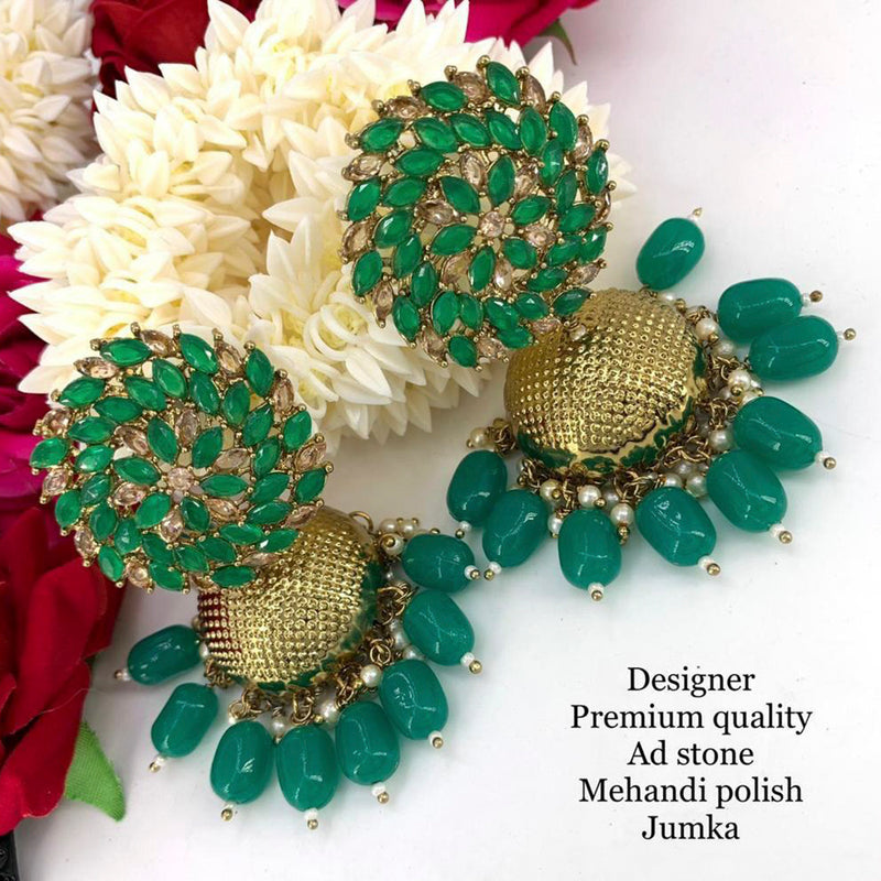 Sai Fashion Gold Plated AD Stone Designer Jhumki Earrings