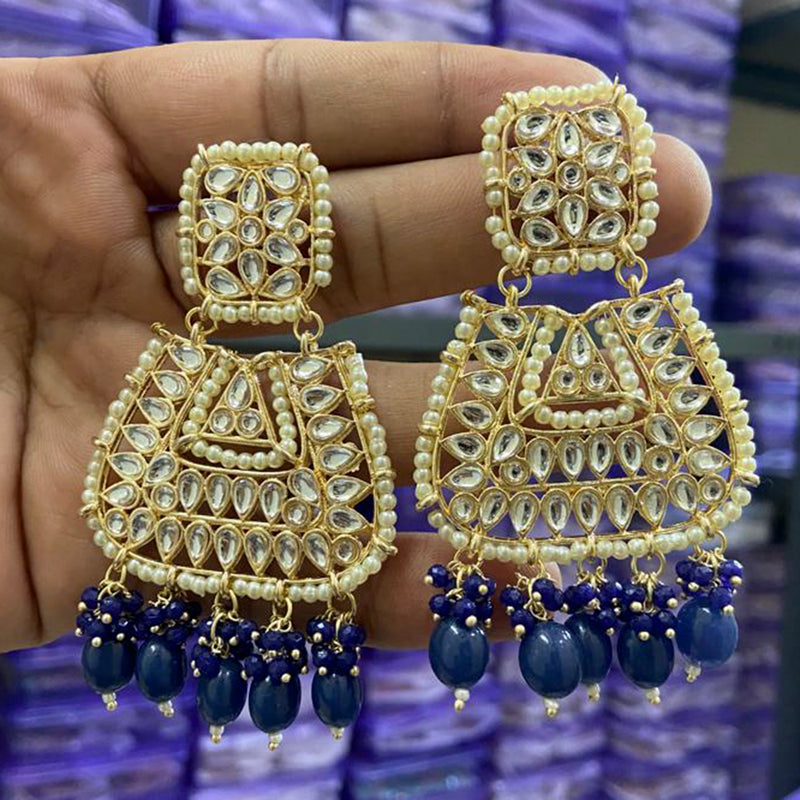 Sai Fashion Gold Plated Kundan And Beads Designer Dangler Earrings