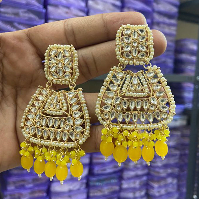 Sai Fashion Gold Plated Kundan And Beads Designer Dangler Earrings