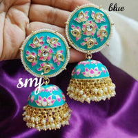Sai Fashion Gold Plated Kundan And Meenakari Designer Jhumki Earrings