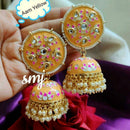 Sai Fashion Gold Plated Kundan And Meenakari Designer Jhumki Earrings