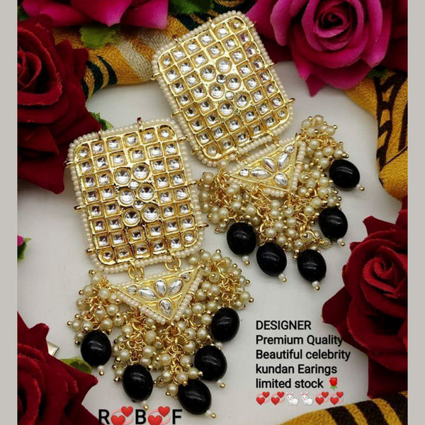 Sai Fashion Gold Plated Kundan Stone & Beads Dangler Earrings